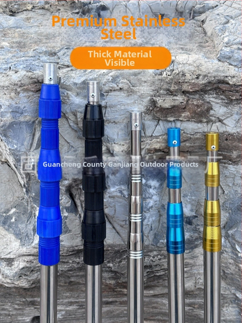 Nerūdijančio plieno teleskopinė tinklinė lazda, išsiplečianti, 2-6 dalys; skirta vaisių skynimui, apšvietimo stendui ir žvejybos tinklui.