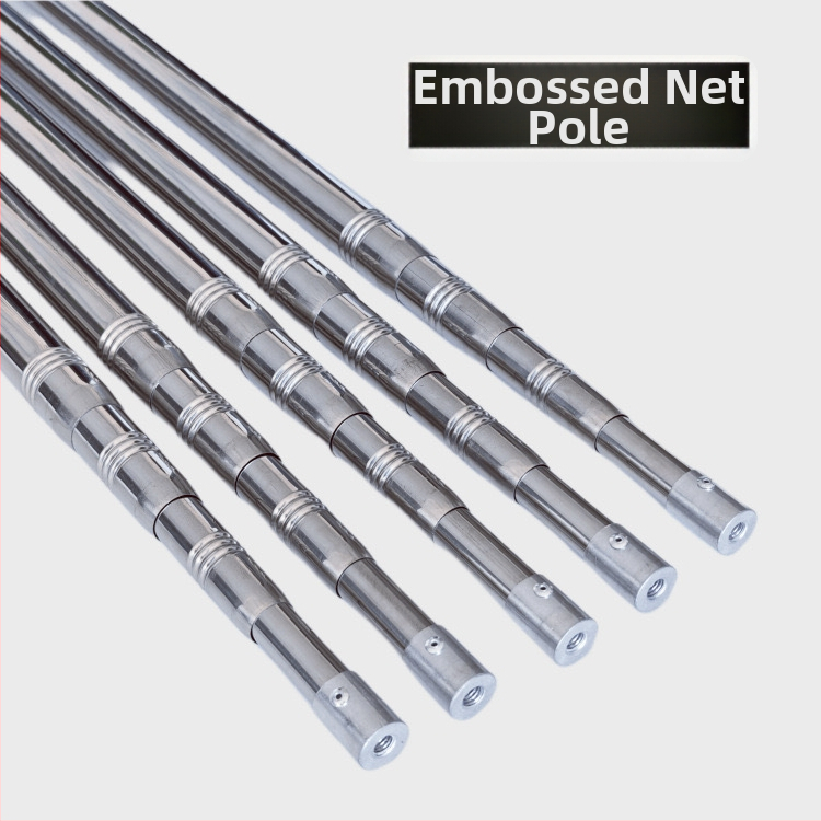 Nerūdijančio plieno teleskopinė tinklinė lazda, išsiplečianti, 2-6 dalys; skirta vaisių skynimui, apšvietimo stendui ir žvejybos tinklui.