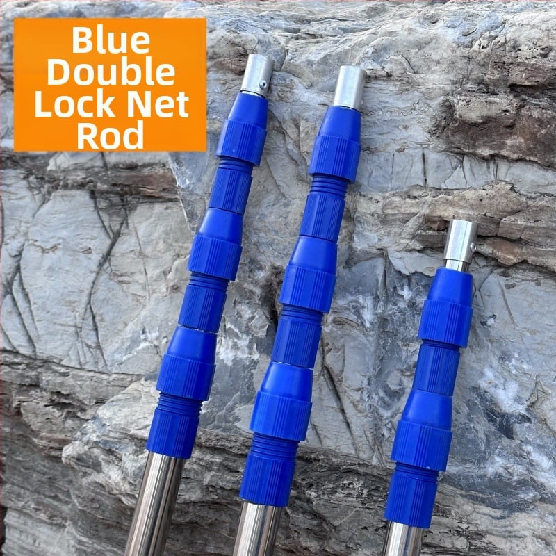 Nerūdijančio plieno teleskopinė tinklinė lazda, išsiplečianti, 2-6 dalys; skirta vaisių skynimui, apšvietimo stendui ir žvejybos tinklui.