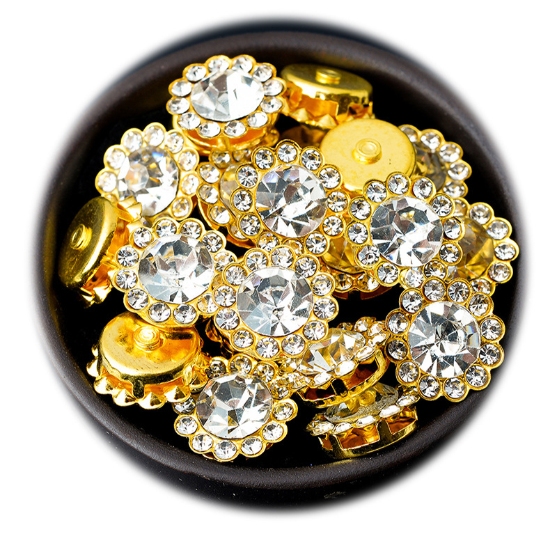 Accesoriu pentru păr cu strasuri: fundă dublu-strat în formă de floare, cu diamante cusute manual, finisaj electroplatinat