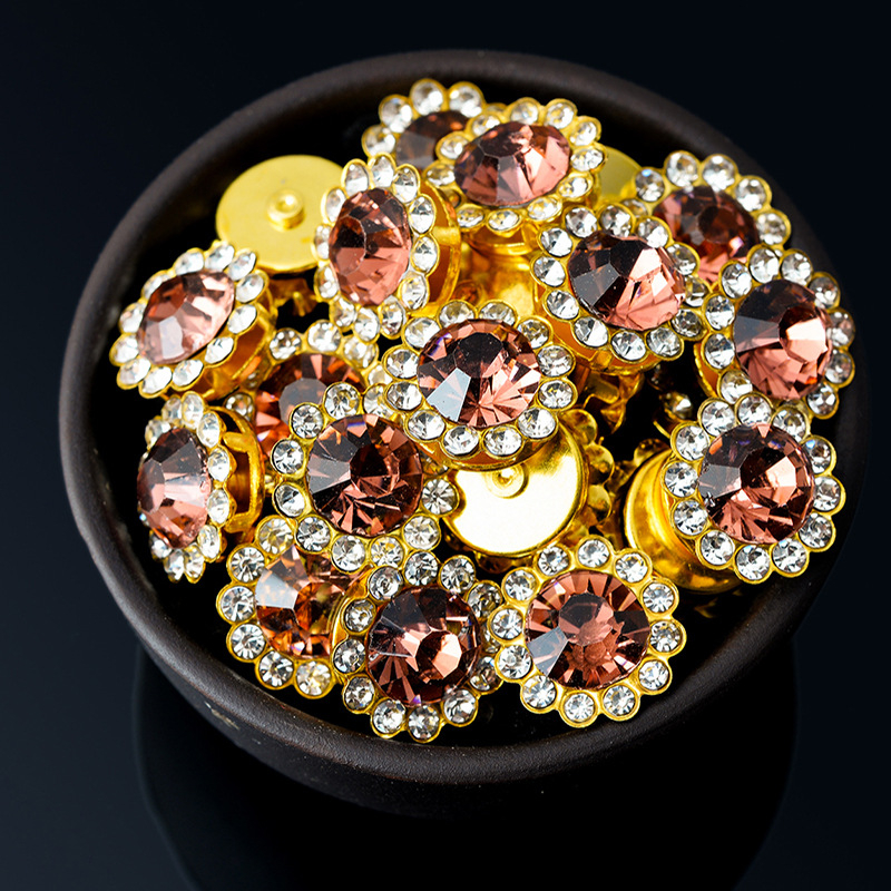 Accesoriu pentru păr cu strasuri: fundă dublu-strat în formă de floare, cu diamante cusute manual, finisaj electroplatinat