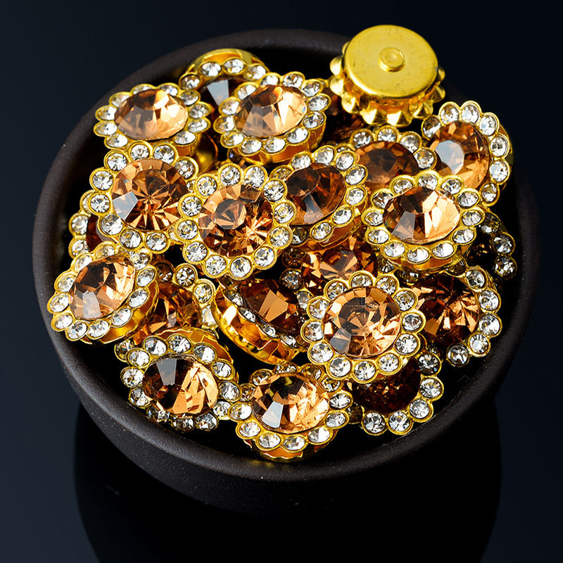 Accesoriu pentru păr cu strasuri: fundă dublu-strat în formă de floare, cu diamante cusute manual, finisaj electroplatinat