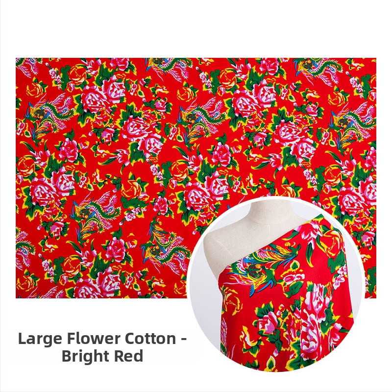 100% medvilnės twill džakardo audinys su augaliniu spaudu — šiaurės rytų stiliaus didelis gėlių motyvas