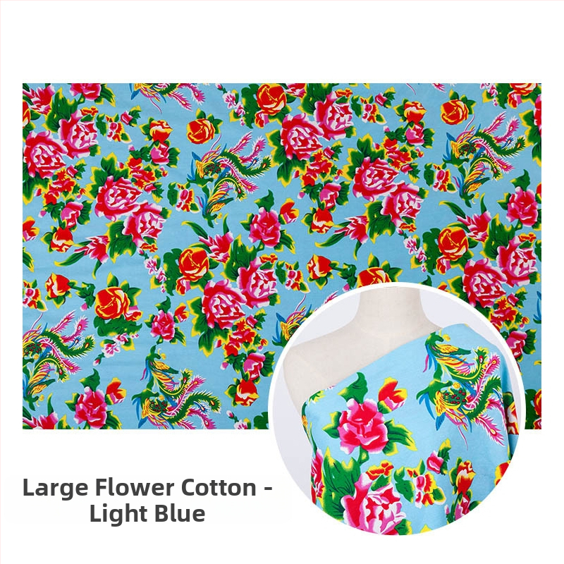 100% medvilnės twill džakardo audinys su augaliniu spaudu — šiaurės rytų stiliaus didelis gėlių motyvas