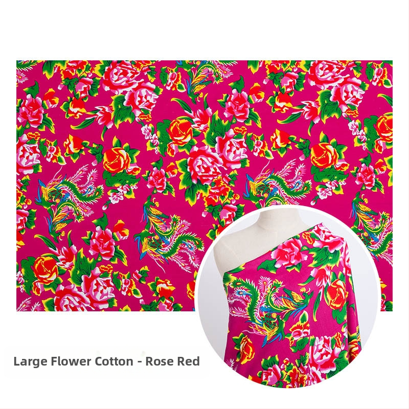 100% medvilnės twill džakardo audinys su augaliniu spaudu — šiaurės rytų stiliaus didelis gėlių motyvas