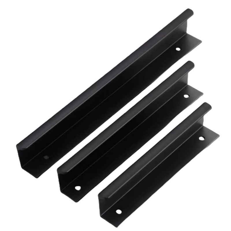 Ručka za vrata ormarića od aluminijskog legura, bočno montirana, skrivena, za garderobe i drvene ormare, moderan minimalistički stil, elektroplakirani završni sloj s teksturom žice