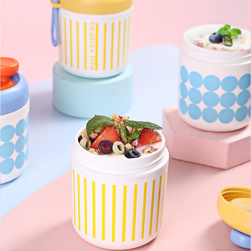 Kaasaskantav Hommikusass: Puderikauss Tiheda Lukustusega, 501–800 ml, Toiduklass Plastikas