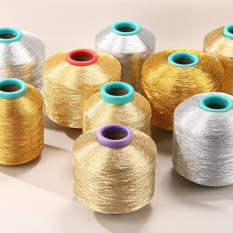 Yanchuan aukso ir sidabro siūlai iš medvilnės pluošto – siuvimui ir tekstilei - poliesteris (4- ir 6- gijų)