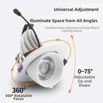 LED peidetud laevalgusti, reguleeritav nurk, anti-glare, seina pesuvalgustus, alumiiniumkorpus, CRI ≥90, 220V