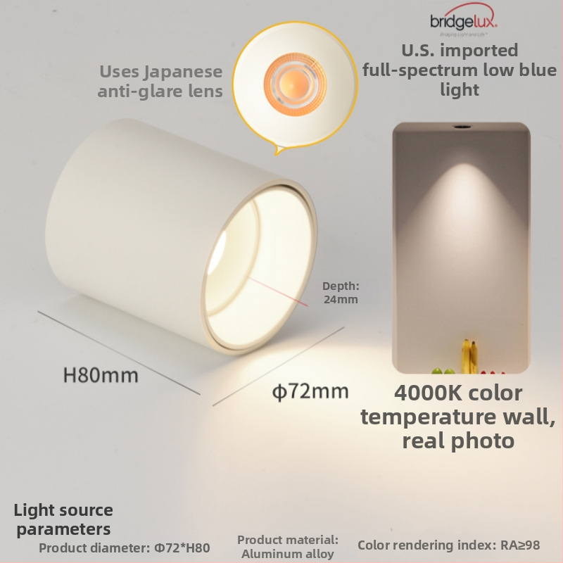 Povrchovo montovaný LED downlight, 6-10W, 220V, CRI ≥90