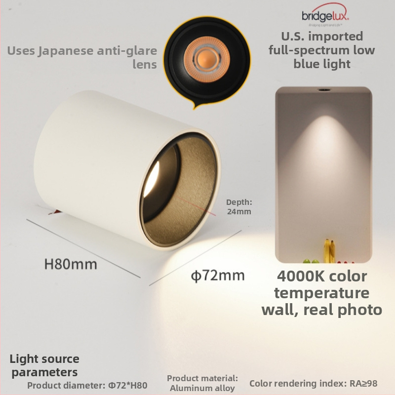 Povrchovo montovaný LED downlight, 6-10W, 220V, CRI ≥90