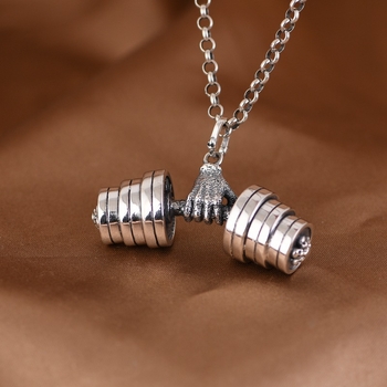 Kaklo papuošalas su hantelių pakabuku, vario medžiaga, U formos geometrinis dizainas, elektroplatuotas, etninis stilius, pavasaris 2023