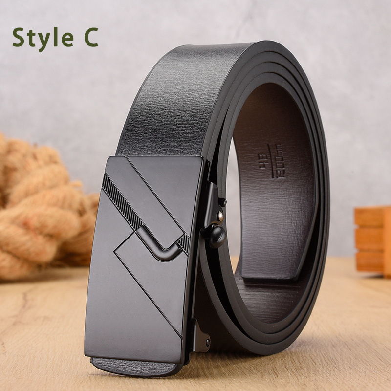 Centură pentru bărbați: cataramă automată clasică, curea din PU, cataramă netedă, stil de afaceri, Kimbottom