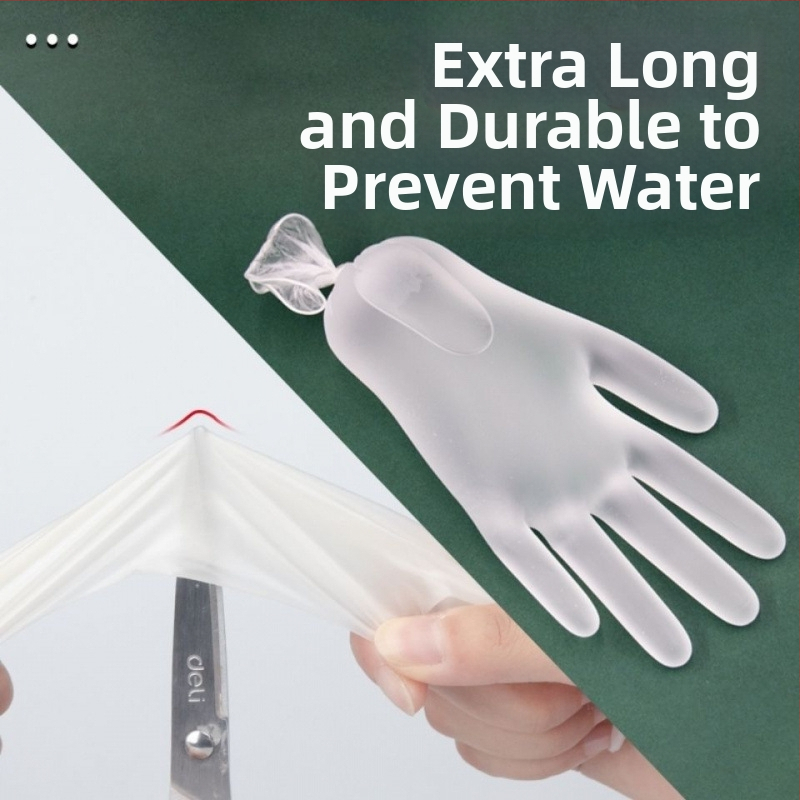 Vienreizējās PVC cimdi, pārtikas kvalitātes, ūdensnecaurlaidīgi un eļļas noturīgi, saderīgi ar skārienjūtīgu ekrānu