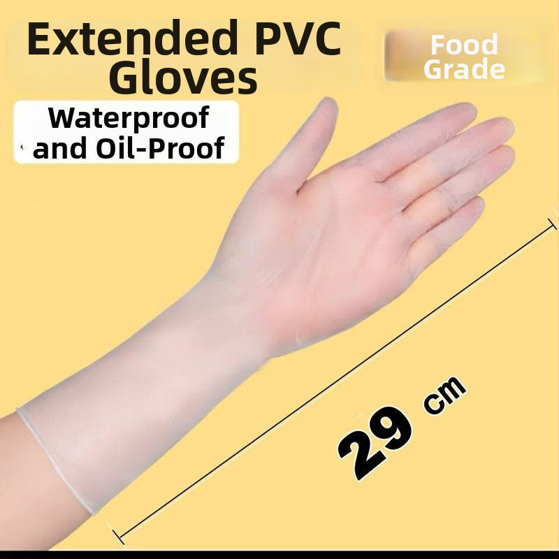 Vienkartinės PVC pirštinės, maisto kokybės, atsparios vandeniui ir aliejui, suderinamos su jutikliniu ekranu