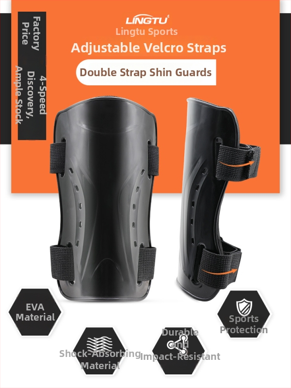 Futbolo blauzdos apsauga su plastiko korpusu, dviguba Velcro juosta