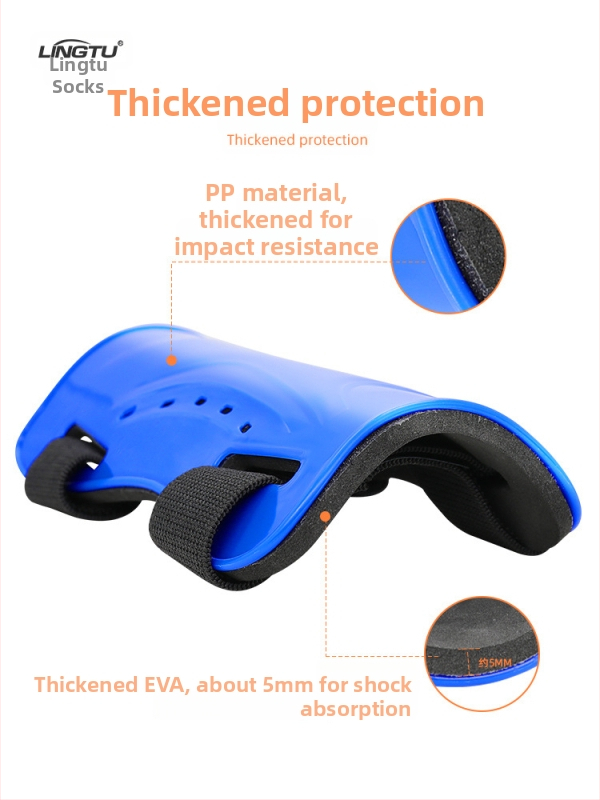 Futbolo blauzdos apsauga su plastiko korpusu, dviguba Velcro juosta