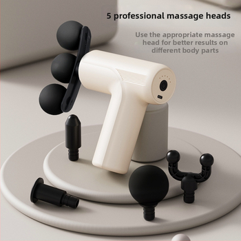Mini masážna pištoľ na fasciu s 5 hlavami, kefový motor, viacúrovňové nastavenie, 5 rýchlostí, vstavaná batéria 1000–1200 mAh, hluk 46–70 dB