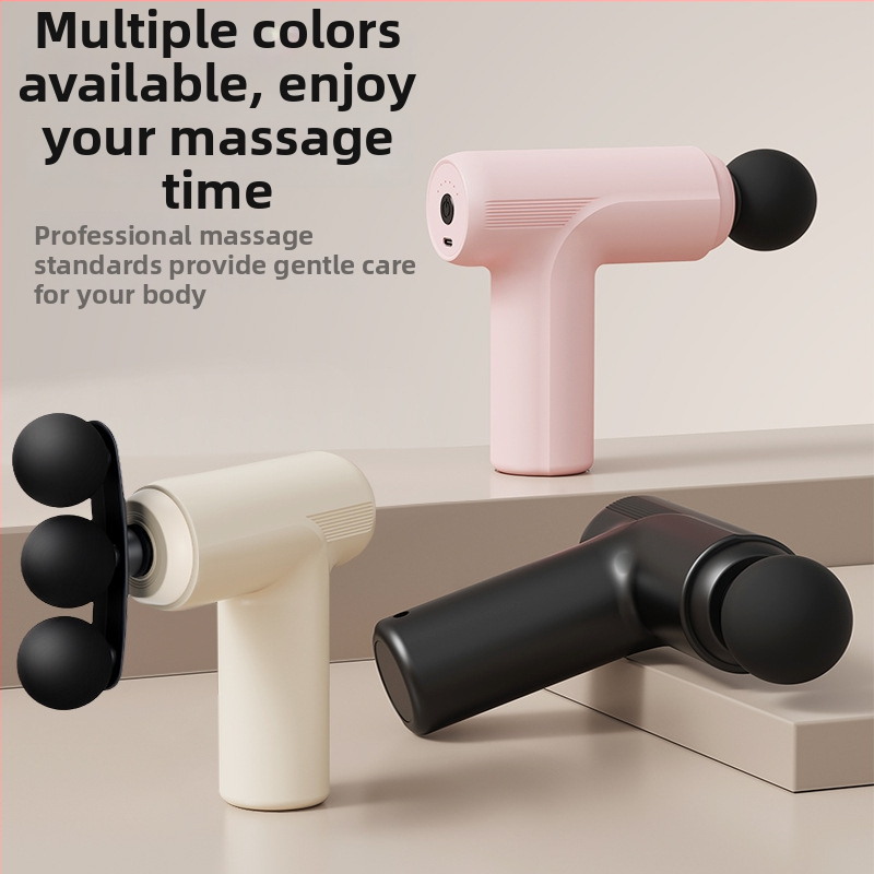 Mini masážna pištoľ na fasciu s 5 hlavami, kefový motor, viacúrovňové nastavenie, 5 rýchlostí, vstavaná batéria 1000–1200 mAh, hluk 46–70 dB