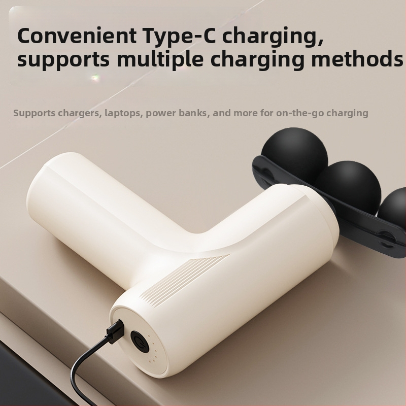 Mini masážna pištoľ na fasciu s 5 hlavami, kefový motor, viacúrovňové nastavenie, 5 rýchlostí, vstavaná batéria 1000–1200 mAh, hluk 46–70 dB