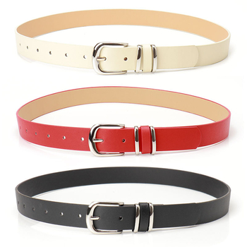 Curea dama cu imprimeu leopard, cu inel dublu, piele ecologică, cataramă din aliaj, închidere cu pin, finisaj electroplating, stil urban commuter