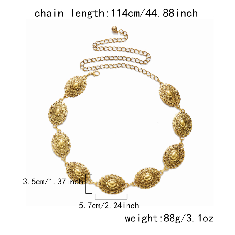 Moterų juosmens grandinė, lydinys, ilgis 125 cm arba 115 cm, bohemiškas stilius, leidimas 2025 m. ruduo