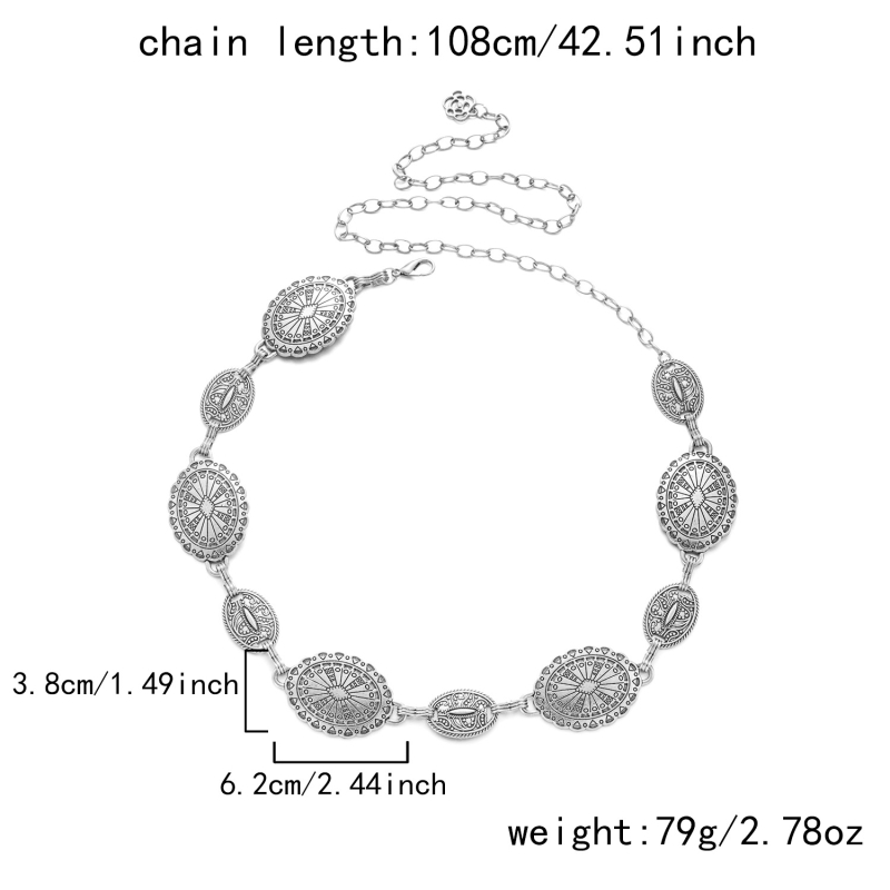 Moterų juosmens grandinė, lydinys, ilgis 125 cm arba 115 cm, bohemiškas stilius, leidimas 2025 m. ruduo
