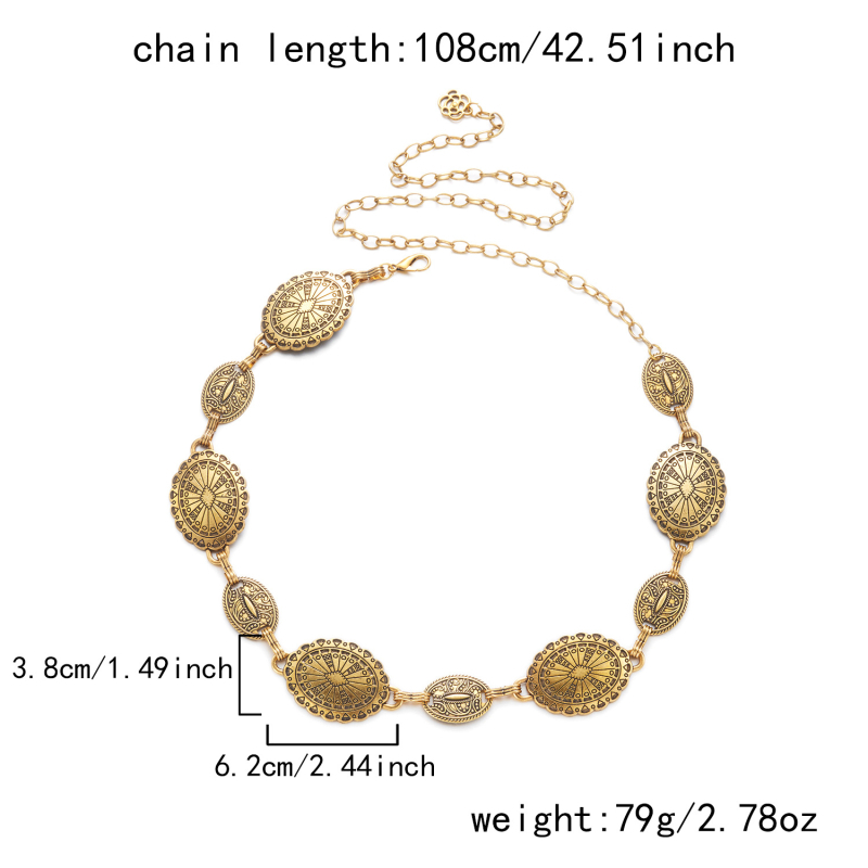 Moterų juosmens grandinė, lydinys, ilgis 125 cm arba 115 cm, bohemiškas stilius, leidimas 2025 m. ruduo