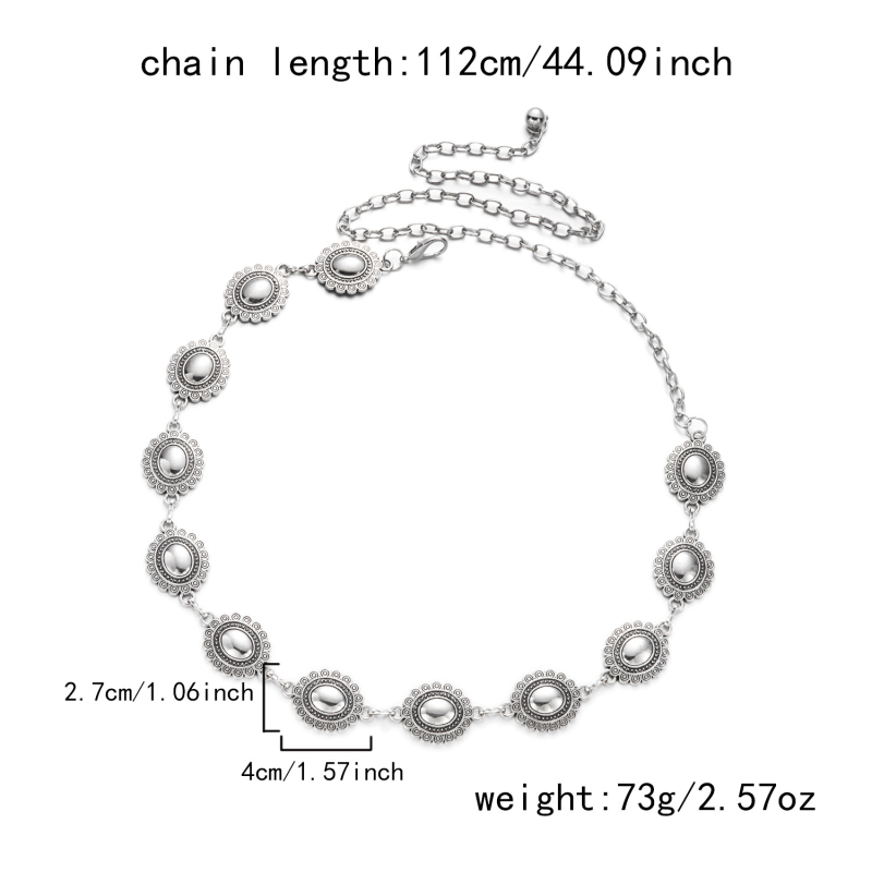 Moterų juosmens grandinė, lydinys, ilgis 125 cm arba 115 cm, bohemiškas stilius, leidimas 2025 m. ruduo