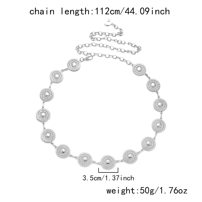 Moterų juosmens grandinė, lydinys, ilgis 125 cm arba 115 cm, bohemiškas stilius, leidimas 2025 m. ruduo
