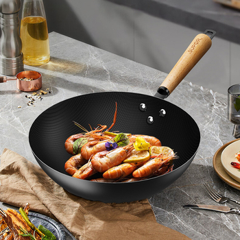 Wok išvalyto geležies be dangos, model VC32BH01, vieno dugno, tinka dujinėms viryklėms