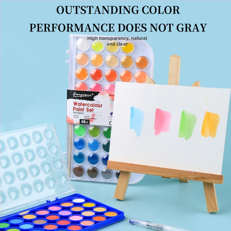 Giorgione ciets akvareļu krāsu komplekts, pulvera plāksnītes, kastē, 12–48 krāsas, akvareļu gleznošanai.