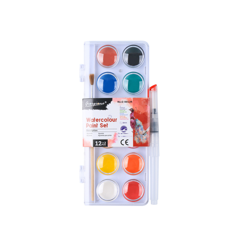 Giorgione kõva vesivärvi värvide komplekt, pulbrilised plaadid, karbis, 12–48 värvi, vesivärvidega maalimiseks.