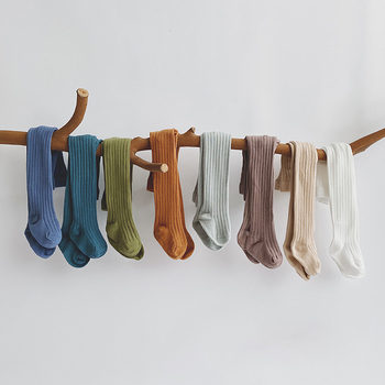 Bebične ribane najlonke s dvostrukom pleteninom, jednobojne, topla pamukova smjesa, za djecu 1–3 godine