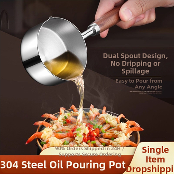 304 nerūdijančio plieno aliejinė keptuvė, plokščią dugną, be dangos, 3,5 cm gylio, skirta įkaitinti aliejų ir skoninti