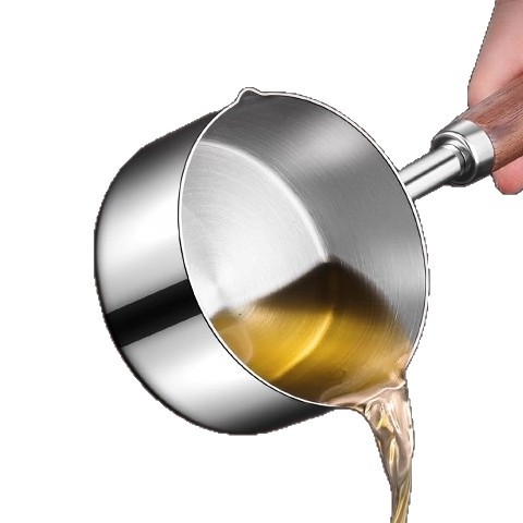 Τηγάνι λαδιού από ανοξείδωτο χάλυβα 304, επίπεδη βάση, χωρίς επίστρωση, βάθος 3,5 cm, για θέρμανση λαδιού και καρυκεύματα