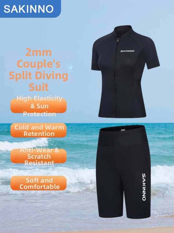 Unisex dviejų dalių nardymo wetsuit iš neopreno, 90% neoprenas + 10% nailonas, šiltas, visiems sezonams