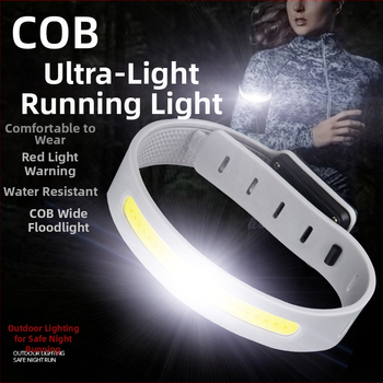 Riešo žibintas bėgimui ir dviračių sportui — atsparus vandeniui, mini, COB 5W, 650mAh, rankinis įkrovimas