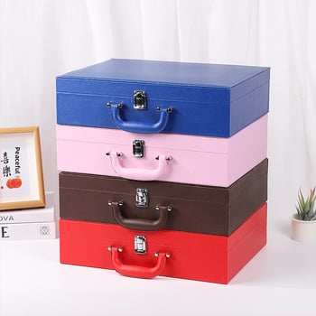 Кутия за маджонг с подаръчна опаковка, PU + дъска с плътност, кутия за съхранение на чипове, опаковка за продажба, допуск 0,5 см