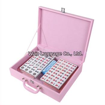 Кутия за маджонг с подаръчна опаковка, PU + дъска с плътност, кутия за съхранение на чипове, опаковка за продажба, допуск 0,5 см