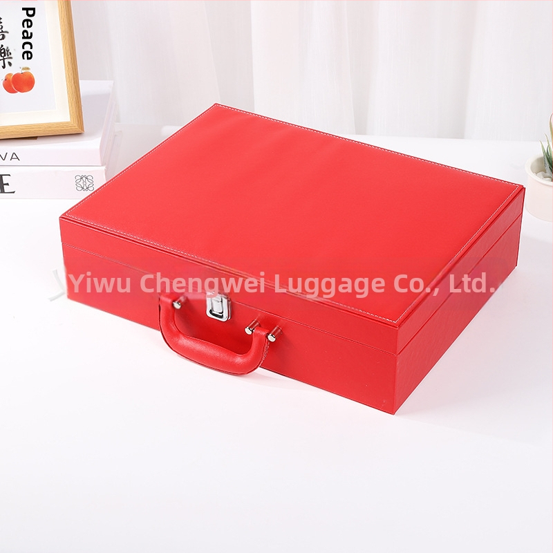 Кутия за маджонг с подаръчна опаковка, PU + дъска с плътност, кутия за съхранение на чипове, опаковка за продажба, допуск 0,5 см