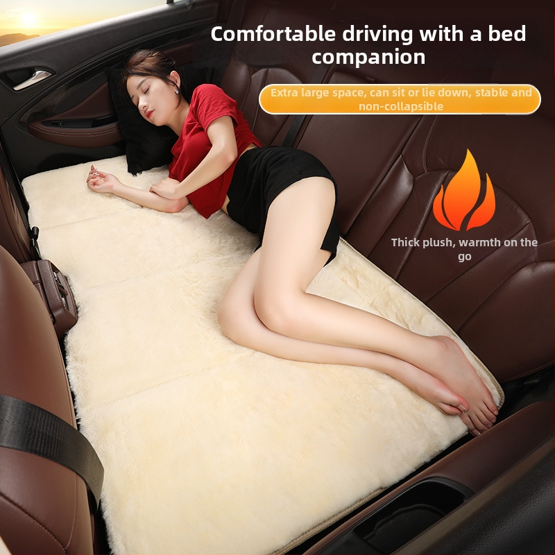 Automobiļa aizmugurējā gulammatracis ar vilnas apdari, saliekams bērnu ceļojumu matracis, bez piepumpēšanas