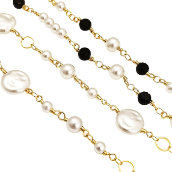 Lanț din cupru cu perle și cristale, placare electrolitică, personalizare disponibilă, Articol yt03221, Produs yt0321111