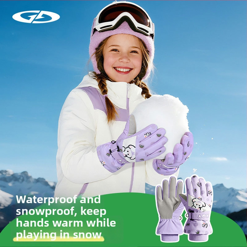 Vaikų slidinėjimo pirštinės: poliesterio audinys, šiltos, unisex, 2–8 metų, džakardo audinys