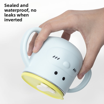 316L nerūsējošā tērauda bērnu ūdens krūze ar rokturi un salmiņu, izliektā forma, standarta diametrs, piemērots no 6 mēnešu vecuma