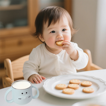 Детска бутилка за вода от 316L неръждаема стомана с дръжки и сламка, извита форма, стандартен диаметър, подходяща за деца над 6 месеца