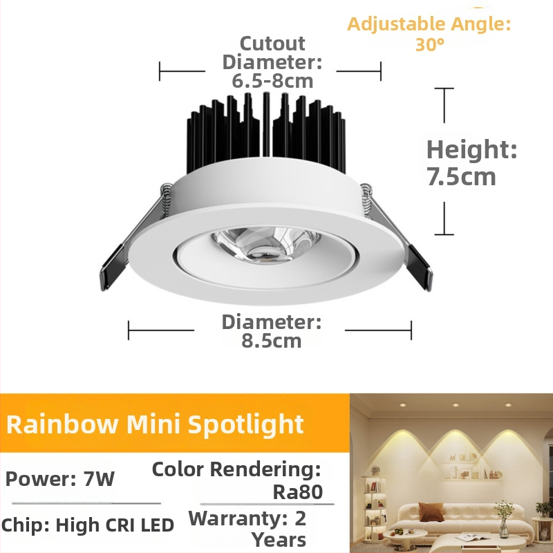 LED sisseehitatud ümmargune downlight COB, alumiiniumist korpus, CRI ≥95, 220V, juhtmega kontroll