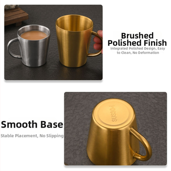 Dvigubo sienelių nerūdijančio plieno puodelis su rankena — didelė talpa, tinkama alui, pienui ir vandeniui, su individualiu logotipu