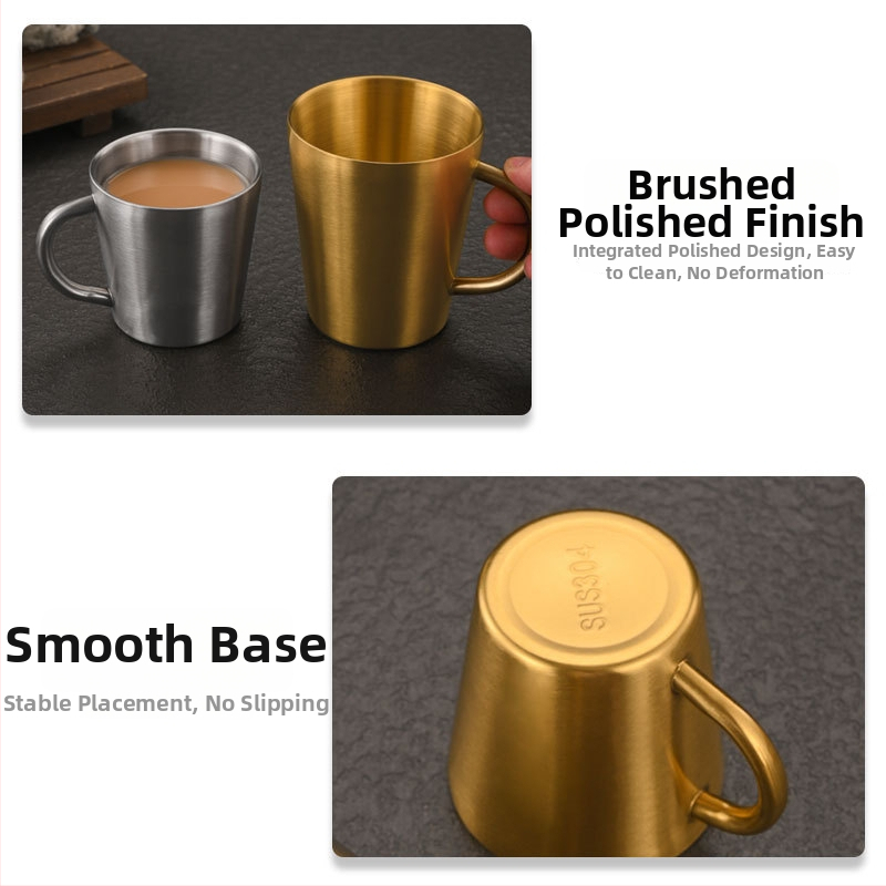 Dvigubo sienelių nerūdijančio plieno puodelis su rankena — didelė talpa, tinkama alui, pienui ir vandeniui, su individualiu logotipu