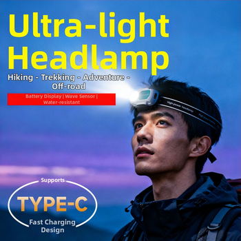 Galvos žibintu išorinei nakčiai su jutiklio sensoriumi, įkraunamas LED, ultra lengvas nešiojamas, 1200mAh baterija, 10W, įkroviklis įtrauktas